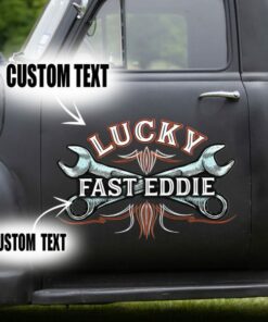 2 Pcs Personalized Pinstripe Garage Hot Rod Wrench Vinyl Stickers