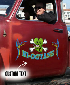 2 Pcs Personalized Hi Octane Hot Rod Garage Pinstripe Vinyl Stickers