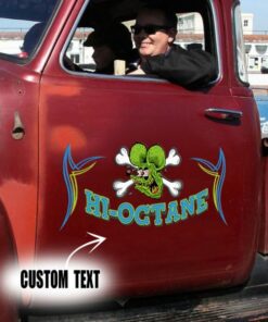 2 Pcs Personalized Hi Octane Hot Rod Garage Pinstripe Vinyl Stickers