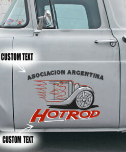 2 Pcs Personalized Hot Rod Garage Pinstripe Vinyl Stickers