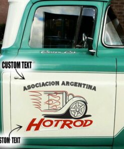 2 Pcs Personalized Hot Rod Garage Pinstripe Vinyl Stickers