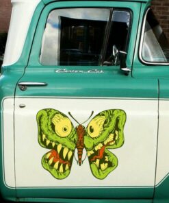 2 Pcs Hot Rod Garage Rat Rod Pinstripe Low Brow Art Vinyl Stickers