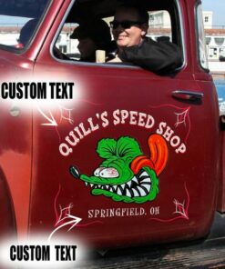 2 Pcs Personalized Hot Rod Garage Pinstripe Door Art Vinyl Stickers