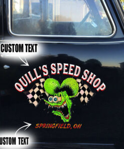 2 Pcs Personalized Hot Rod Garage Pinstripe Door Art Lettering Vinyl Stickers