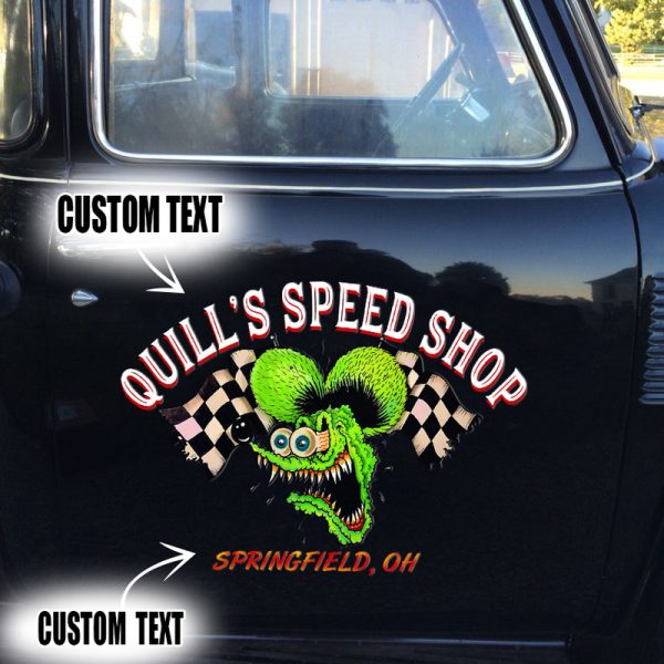2 Pcs Personalized Hot Rod Garage Pinstripe Door Art Lettering Vinyl Stickers