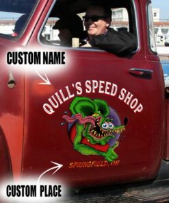 2 Pcs Personalized Eye Ball Hot Rod Kustom Garage Low Brow Art Vinyl Decals