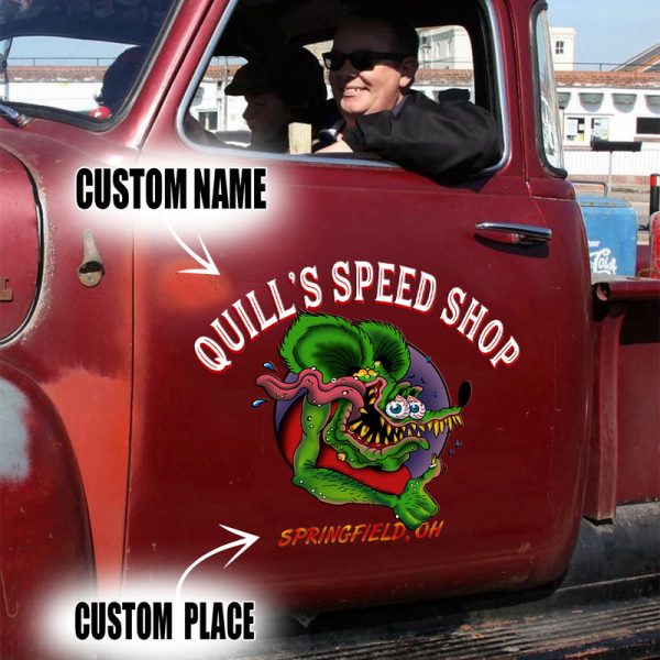 2 Pcs Personalized Eye Ball Hot Rod Kustom Garage Low Brow Art Vinyl Decals