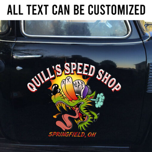 2 Pcs Personalized Old Chool Garage Hot Rod Garage Weirdo Kustom Kulture Vinyl Stickers