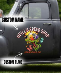 2 Pcs Personalized Old Chool Garage Hot Rod Garage Weirdo Kustom Kulture Vinyl Stickers