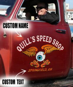 2 Pcs Personalized Eye Ball Hot Rod Kustom Garage Low Brow Art Vinyl Car Decals