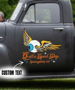 2 Pcs Personalized Eye Ball Hot Rod Kustom Garage Low Brow Art Car Door Decals