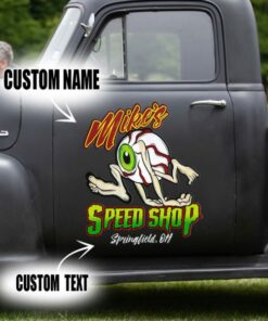 2 Pcs Personalized Eye Ball Hot Rod Kustom Garage Low Brow Art Vinyl Stickers