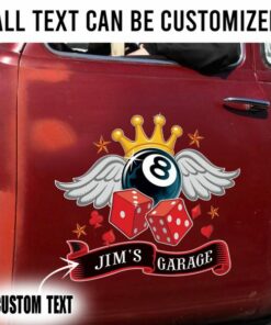 2 Pcs Personalized 8 Ball Hot Rod Garage Kustom Kulture Speed Shop Vinyl Stickers