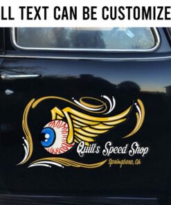 2 Pcs Personalized Flying Eyeball Hot Rod Garage Pinstriping Vinyl Decals For Cars