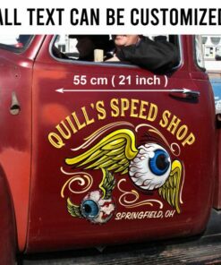 2 Pcs Personalized Flying Eyeball Hot Rod Garage Pinstriping Cars Large Stickers