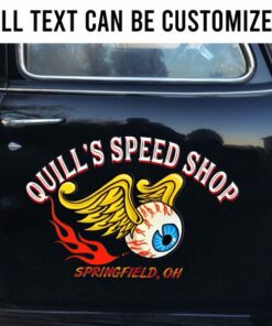 2 Pcs Personalized Flying Eyeball Hot Rod Garage Pinstriping Vinyl Stickers