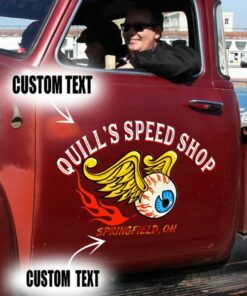 2 Pcs Personalized Flying Eyeball Hot Rod Garage Pinstriping Vinyl Stickers