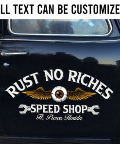 2 Pcs Personalized Flying Eyeball Hot Rod Garage Pinstriping Vinyl Decals For Car Door