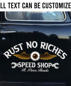 2 Pcs Personalized Flying Eyeball Hot Rod Garage Pinstriping Vinyl Decals For Car Door