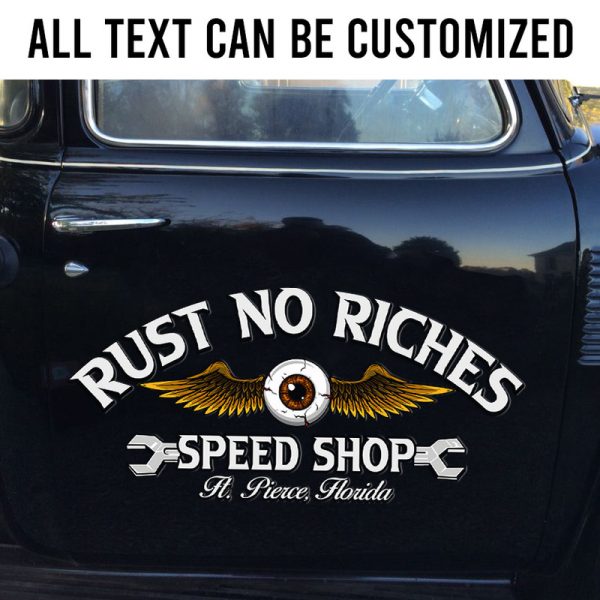 2 Pcs Personalized Flying Eyeball Hot Rod Garage Pinstriping Vinyl Decals For Car Door