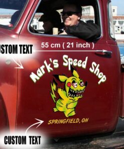 2 Pcs Personalized Hot Rod Garage Rat Rod Garage Pinstripe Kustom Kulture Vinyl Stickers