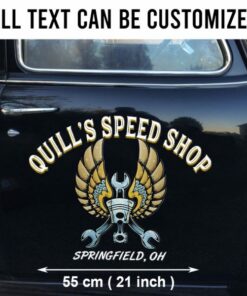 2 Pcs Personalized Hot Rod Garage Flying Piston And Wrench Kustom Kulture Vinyl Stickers