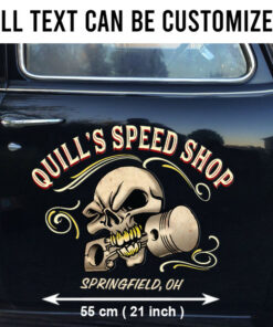 2 Pcs Personalized Hot Rod Bare Bones Vinyl Stickers