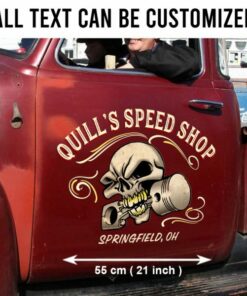 2 Pcs Personalized Hot Rod Bare Bones Vinyl Stickers