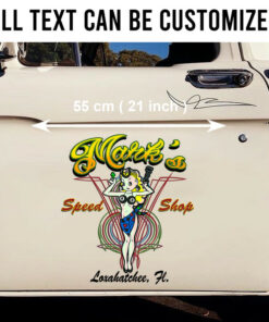 2 Pcs Personalized Lady Luck Hot Rod Garage Vintage Garage Vinyl Stickers