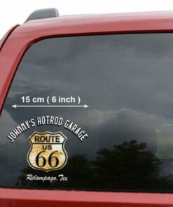 2 Pcs Personalized Route 66 Hot Rod Garage Speed Shop Pinstriping Lettering Vinyl Stickers