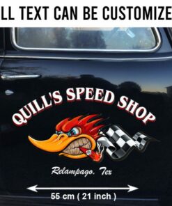2 Pcs Personalized Hot Rod Garage Speed Shop Vintage Garage Vinyl Stickers