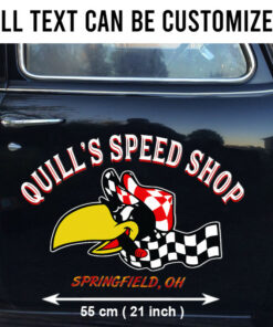 2 Pcs Personalized Hot Rod Garage Speed Shop Racing Vinyl Stickers