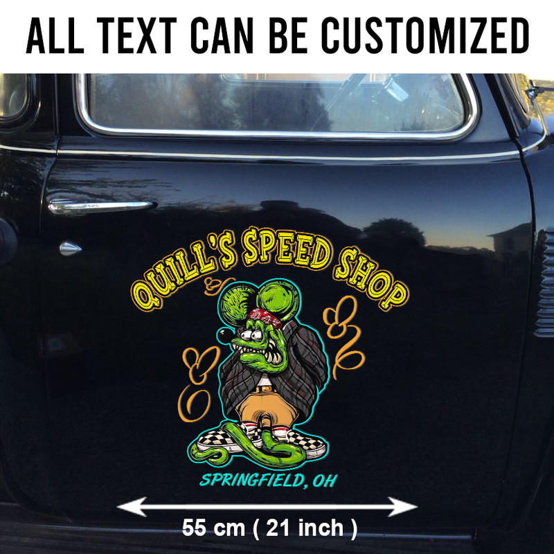 2 Pcs Personalized Hot Rod Garage Pinstriping Old School Garage Vinyl Stickers