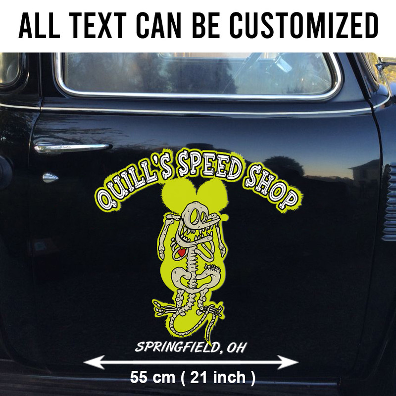 2 Pcs Personalized Hot Rod Garage Old School Garage Kustom Kulture Vinyl Stickers