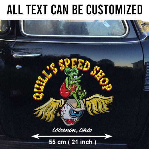 2 Pcs Personalized Hot Rod Garage Old School Garage Kustom Kulture Graphic Vinyl Decals