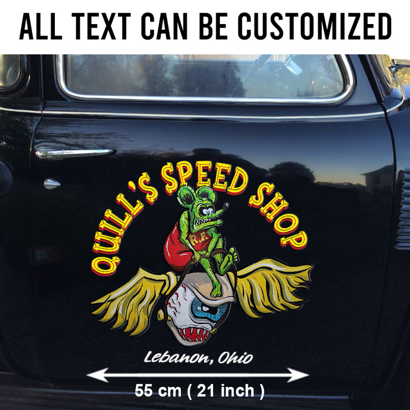 2 Pcs Personalized Hot Rod Garage Old School Garage Kustom Kulture Graphic Vinyl Decals