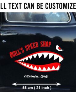 2 Pcs Personalized Hot Rod Garage Flying Tiger Vinyl Stickers