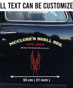 2 Pcs Personalized Pinstripe Hot Rod Garage Lettering Speed Shop Decals For Cars