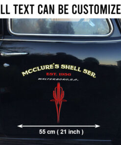 2 Pcs Personalized Pinstripe Hot Rod Garage Lettering Speed Shop Vinyl Car Decals