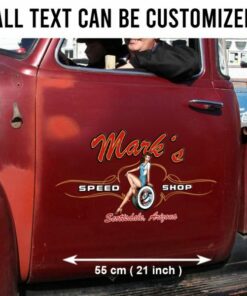 2 Pcs Personalized Pinup Girl Spark Plug Hot Rod Garage Pinstriping Cars Large Stickers