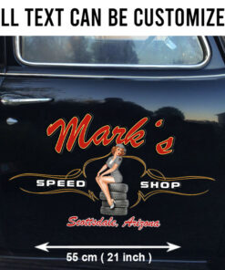 2 Pcs Personalized Pinup Girl Spark Plug Hot Rod Garage Pinstriping Vinyl Decals