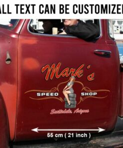 2 Pcs Personalized Pinup Girl Spark Plug Hot Rod Garage Pinstriping Vinyl Decals