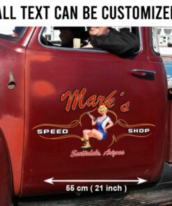 2 Pcs Personalized Pinup Girl Spark Plug Hot Rod Garage Pinstriping Vinyl Stickers