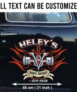 2 Pcs Personalized Hot Rod Garage V8 Hot Rod Vinyl Stickers