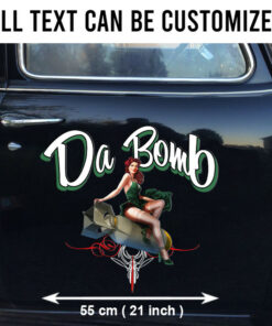 2 Pcs Personalized Hot Rod Garage Pinup Girl Bomber Pinstriping Vinyl Stickers