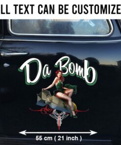 2 Pcs Personalized Hot Rod Garage Pinup Girl Bomber Pinstriping Vinyl Stickers