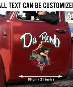 2 Pcs Personalized Hot Rod Garage Pinup Girl Bomber Pinstriping Vinyl Stickers
