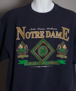 0s 90s Notre Dame FIGHTING IRISH Short Sleeve Sweatshirt