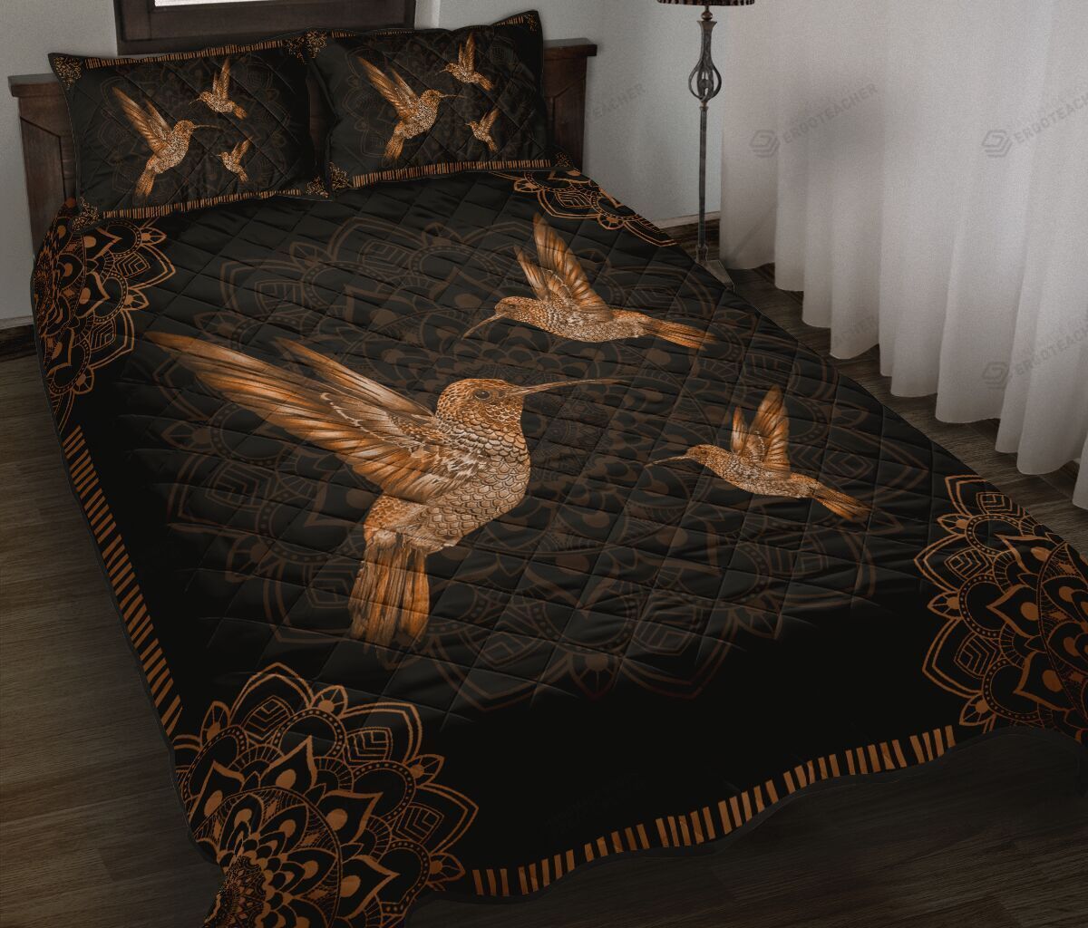Hummingbird Mandala Quilt Bedding Set