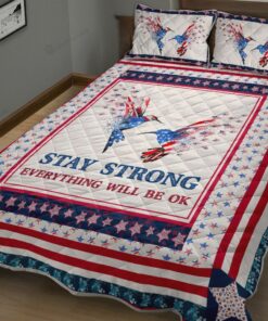 Hummingbird Neon Art Style Quilt Bedding Sets